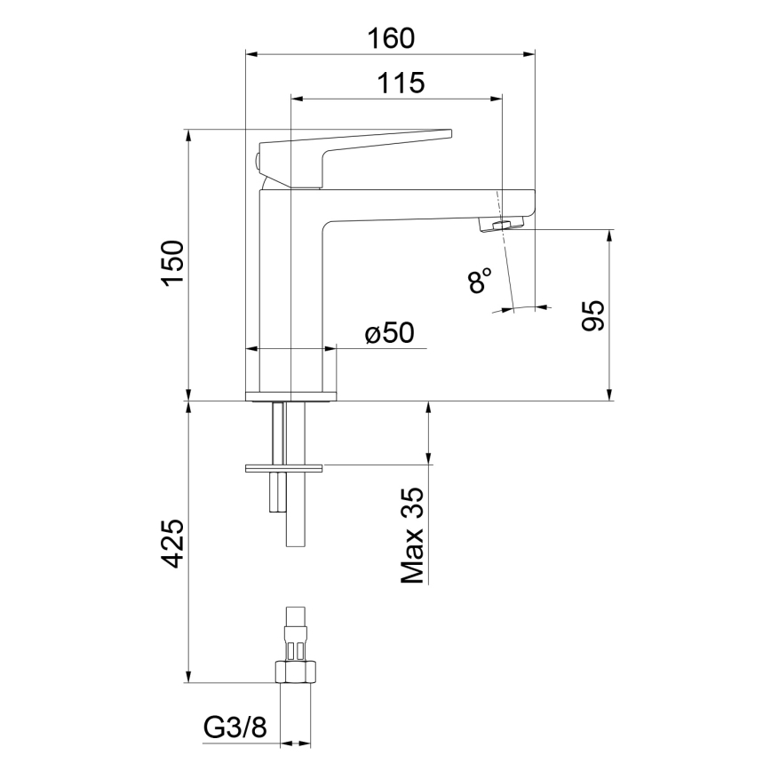 Sapho - Torneira de lavatório TURSI 15 cm preta fosca