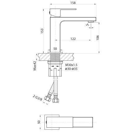 Sapho - Torneira do lavatório CUBEMIX 15,3 cm latão
