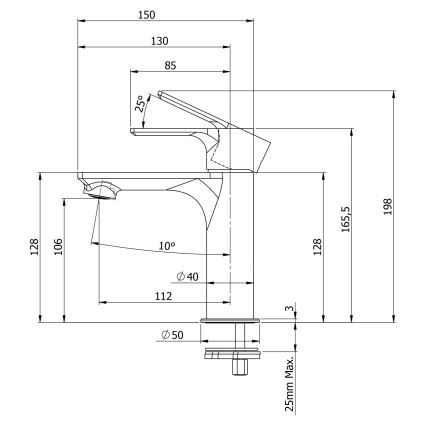 Sapho - Torneira do lavatório PAX 16,5 cm mate preto
