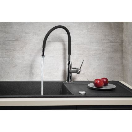 Sapho - Torneira para lava-loiça com braço flexível SILI preto/latão