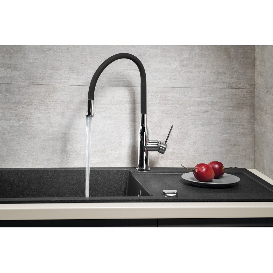 Sapho - Torneira para lava-loiça com braço flexível SILI preto/latão