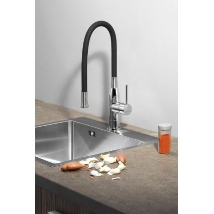 Sapho - Torneira para lava-loiça com braço flexível SILI preto/latão