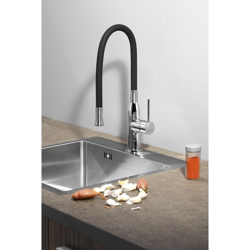 Sapho - Torneira para lava-loiça com braço flexível SILI preto/latão