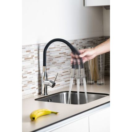 Sapho - Torneira para lava-loiça com braço flexível SILI preto/latão