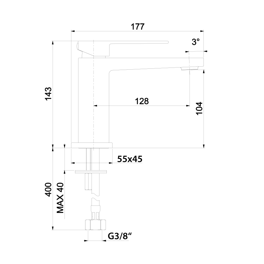 Sapho - Torneira para lavatório LATUS 14 cm preta mate