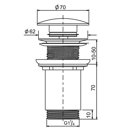 Sapho - Válvula de escoamento para lavatório Ø 7 cm, preto mate/cromado brilhante