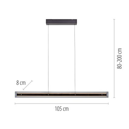 Schöner Wohnen 11316-18 - Lustre LED regulável suspenso por cabo LENA LED/32W/230V preto