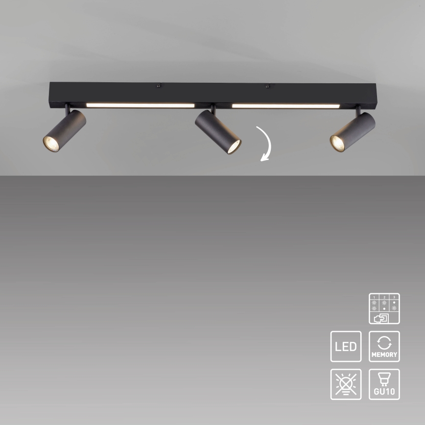 Schöner Wohnen 11794-18 - Spot LED DANTE 3xGU10/10W/230V + LED/14,4W preto