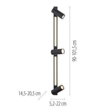 Schöner Wohnen 11794-18 - Spot LED DANTE 3xGU10/10W/230V + LED/14,4W preto