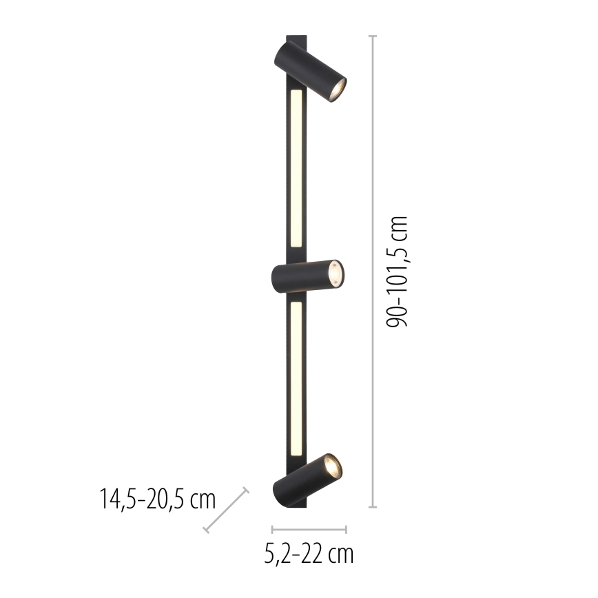 Schöner Wohnen 11794-18 - Spot LED DANTE 3xGU10/10W/230V + LED/14,4W preto