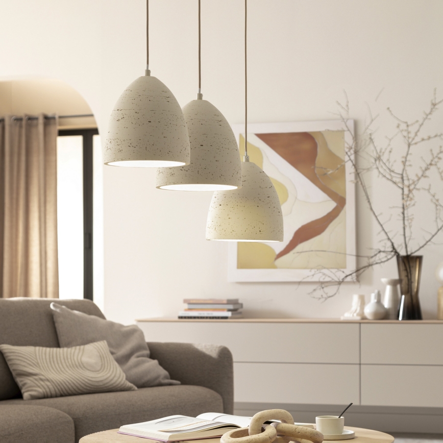 Schöner Wohnen 12541-42 - Lustre suspenso por cabo TRAVENTA 3xE27/40W/230V betão