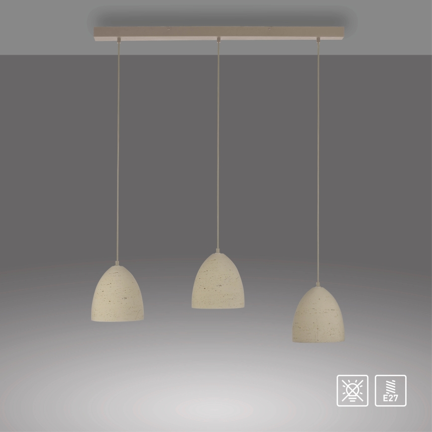 Schöner Wohnen 12541-42 - Lustre suspenso por cabo TRAVENTA 3xE27/40W/230V betão