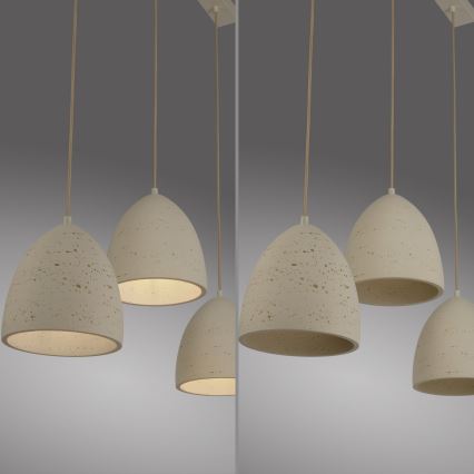 Schöner Wohnen 12541-42 - Lustre suspenso por cabo TRAVENTA 3xE27/40W/230V betão