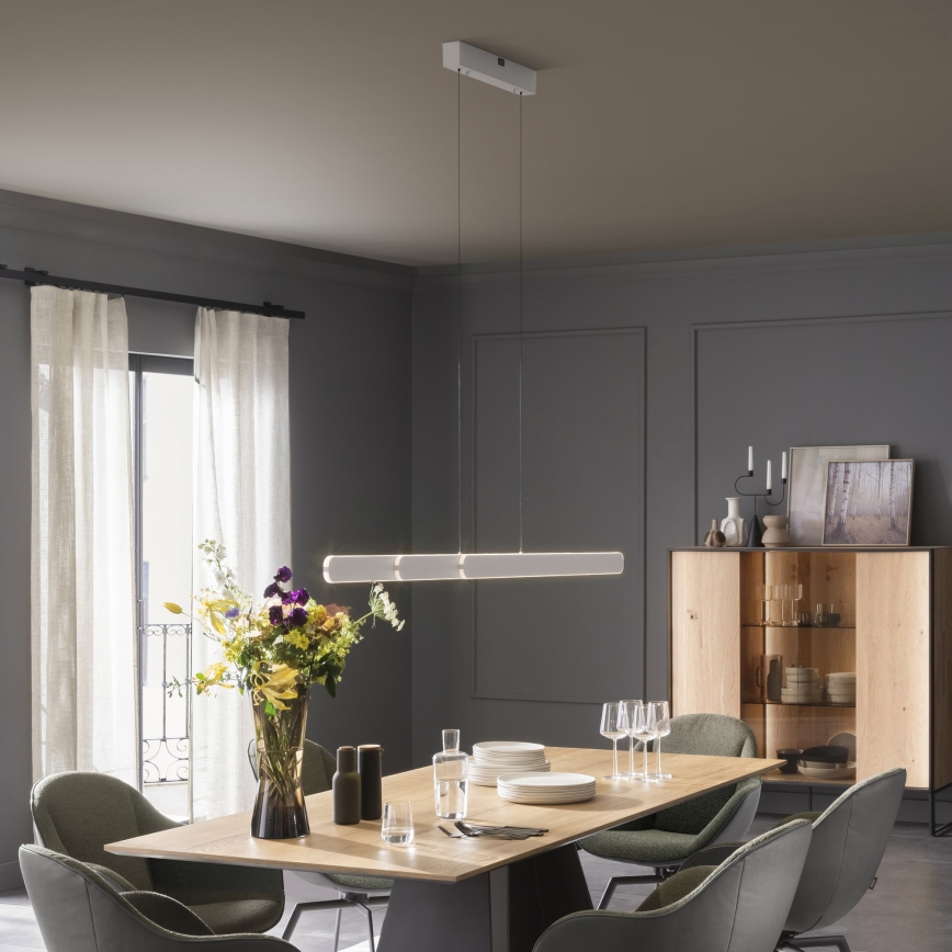 Schöner Wohnen 12577-16 - Lustre dimerizável suspenso por cabo ADRIANA ROUND 2xLED/24W/230V 2700/3000/3500/4000/5000K 160 cm branco