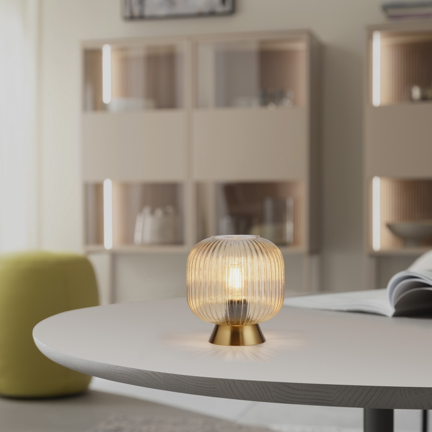 Schöner Wohnen 13573-27 - Candeeiro de mesa NAMI 1xE27/25W/230V dourado/bege/fumê