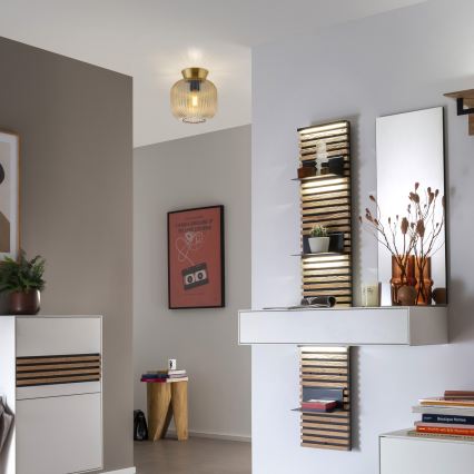 Schöner Wohnen 13574-27 - Luminária de teto NAMI 1xE27/25W/230V Ø 20 cm dourado/bege/fumê