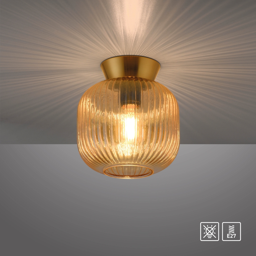 Schöner Wohnen 13574-27 - Luminária de teto NAMI 1xE27/25W/230V Ø 20 cm dourado/bege/fumê