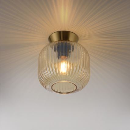 Schöner Wohnen 13574-27 - Luminária de teto NAMI 1xE27/25W/230V Ø 20 cm dourado/bege/fumê
