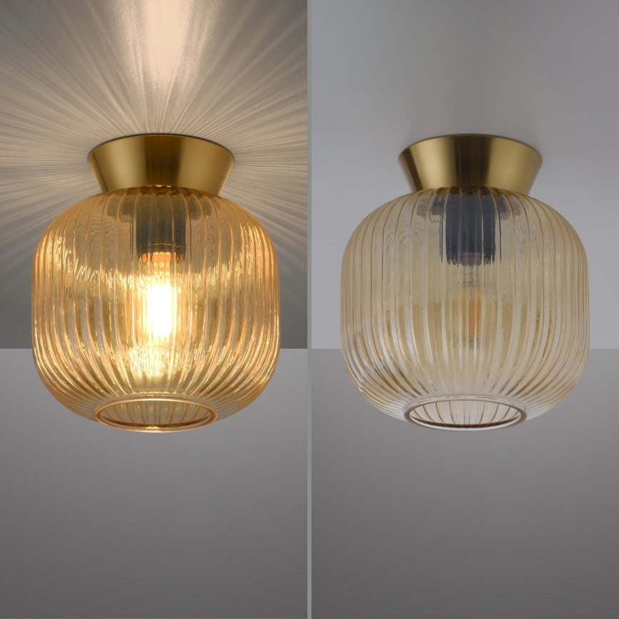 Schöner Wohnen 13574-27 - Luminária de teto NAMI 1xE27/25W/230V Ø 20 cm dourado/bege/fumê