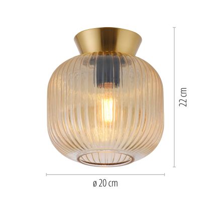 Schöner Wohnen 13574-27 - Luminária de teto NAMI 1xE27/25W/230V Ø 20 cm dourado/bege/fumê
