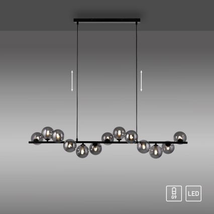 Schöner Wohnen 14504-18 - Lustre LED pendente em cabo DUBAI 13xG9/3W/230V 118 m preto/fumê