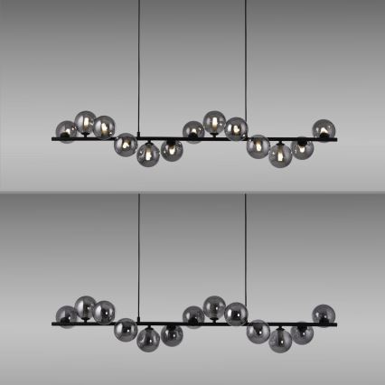 Schöner Wohnen 14504-18 - Lustre LED pendente em cabo DUBAI 13xG9/3W/230V 118 m preto/fumê