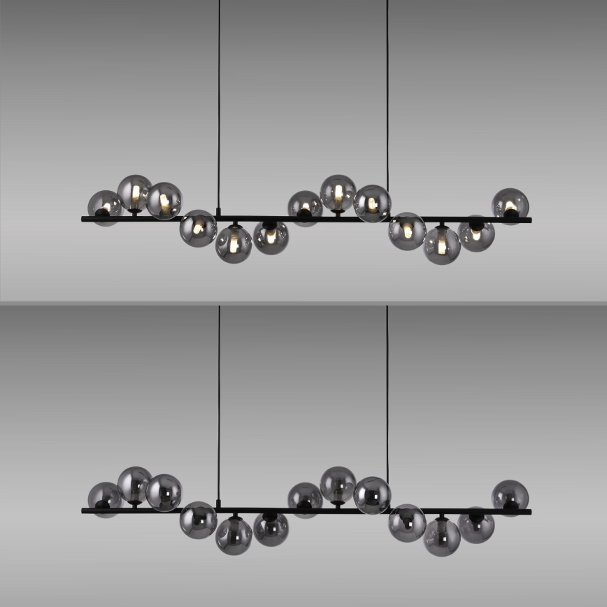 Schöner Wohnen 14504-18 - Lustre LED pendente em cabo DUBAI 13xG9/3W/230V 118 m preto/fumê