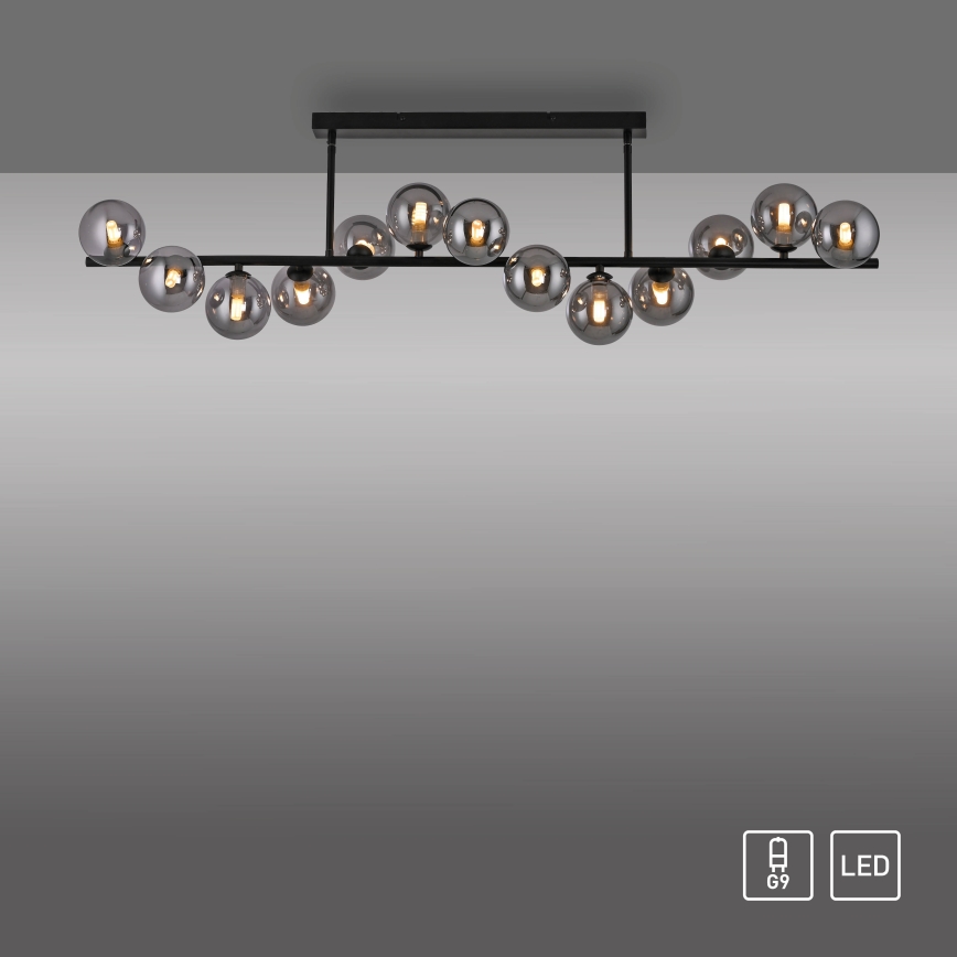 Schöner Wohnen 14505-18 - Lustre LED em haste DUBAI 13xG9/3W/230V preto/fumê