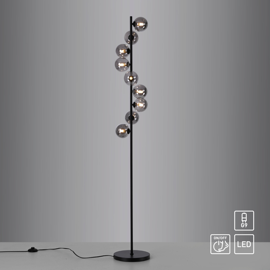 Schöner Wohnen 14506-18 - Candeeiro de pé LED DUBAI 9xG9/3W/230V preto/fumê
