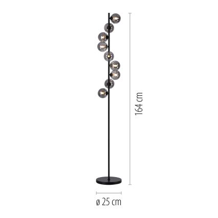 Schöner Wohnen 14506-18 - Candeeiro de pé LED DUBAI 9xG9/3W/230V preto/fumê