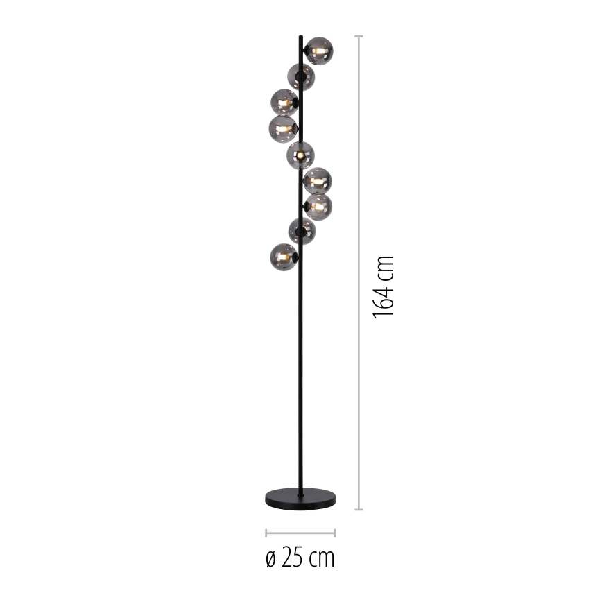 Schöner Wohnen 14506-18 - Candeeiro de pé LED DUBAI 9xG9/3W/230V preto/fumê