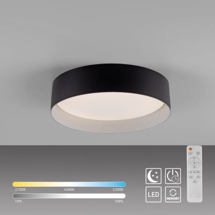 Schöner Wohnen 14593-18 - Luminária de teto LED dimerizável TAVOLI LED/10W/230V 2700-6500K Ø 28,5 cm preta + controlo remoto