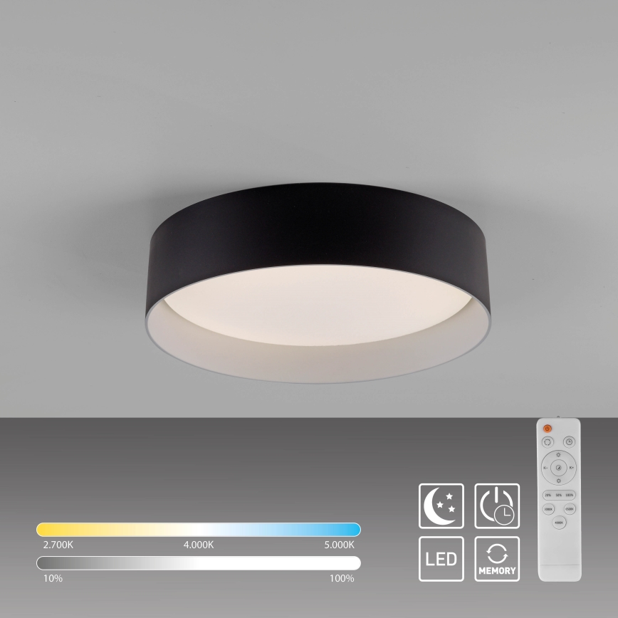 Schöner Wohnen 14593-18 - Luminária de teto LED dimerizável TAVOLI LED/10W/230V 2700-6500K Ø 28,5 cm preta + controlo remoto