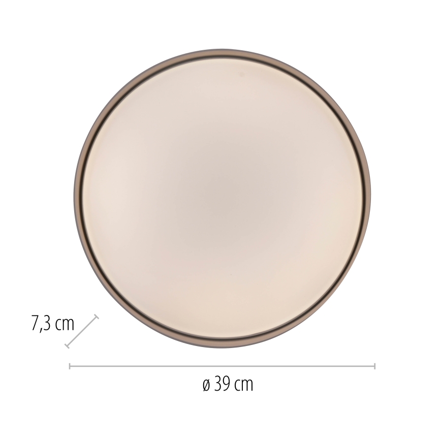 Schöner Wohnen 14594-39 - Candeeiro de tecto LED dimmerizável TAVOLI LED/20W/230V 2700-6500K diâmetro 39 cm cinzento + controlo remoto