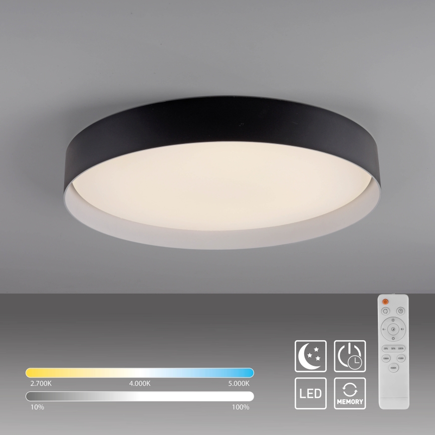 Schöner Wohnen 14595-18 - Plafon LED regulável TAVOLI LED/34W/230V 2700-6500K Ø 49 cm preto + comando à distância