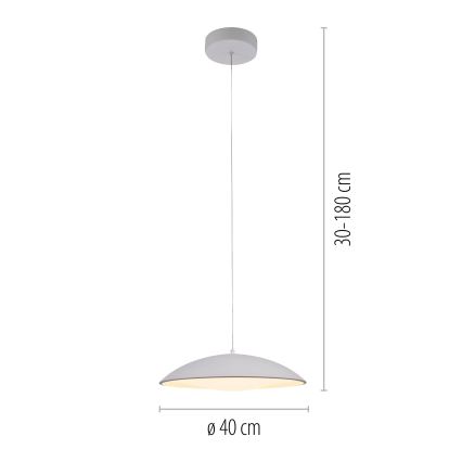 Schöner Wohnen 14606-16 - Lustre LED dimerizável, pendente em cabo LENTE LED/17W/230V Ø 40 cm branco