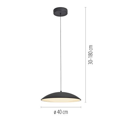 Schöner Wohnen 14606-18 - Lustre dimerizável suspenso por cabo LENTE LED/17W/230V Ø 40 cm preto