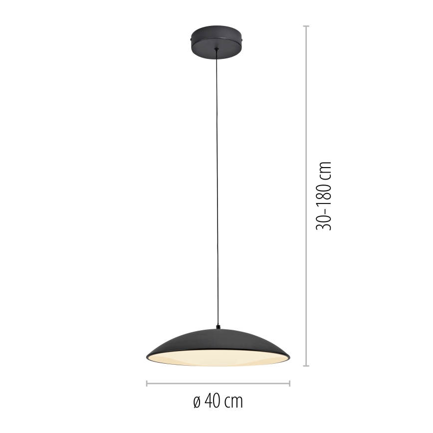 Schöner Wohnen 14606-18 - Lustre dimerizável suspenso por cabo LENTE LED/17W/230V Ø 40 cm preto