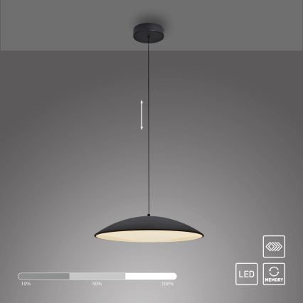 Schöner Wohnen 14607-18 - Candeeiro pendente regulável em cabo LENTE LED/23W/230V Ø 50 cm preto