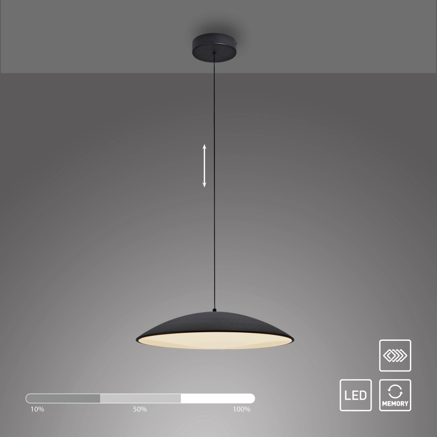 Schöner Wohnen 14607-18 - Candeeiro pendente regulável em cabo LENTE LED/23W/230V Ø 50 cm preto