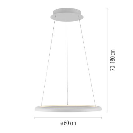 Schöner Wohnen 15570-16 - Lustre pendente dimerizável em cabo QUILLO LED/36W/230V Ø 60 cm branco