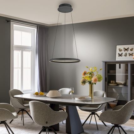 Schöner Wohnen 15570-18 - Lustre LED dimerizável suspenso por cabo QUILLO LED/36W/230V Ø 60 cm preto