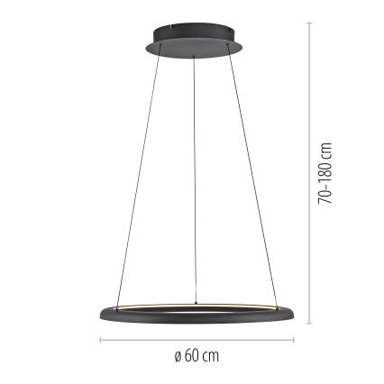 Schöner Wohnen 15570-18 - Lustre LED dimerizável suspenso por cabo QUILLO LED/36W/230V Ø 60 cm preto