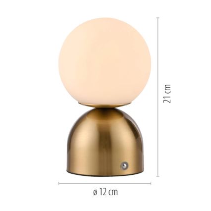 Schöner Wohnen 19218-12 - Lâmpada de mesa recarregável LED tátil regulável RUDI LED/1,2W/5V 3000-6000K 1200 mAh dourada