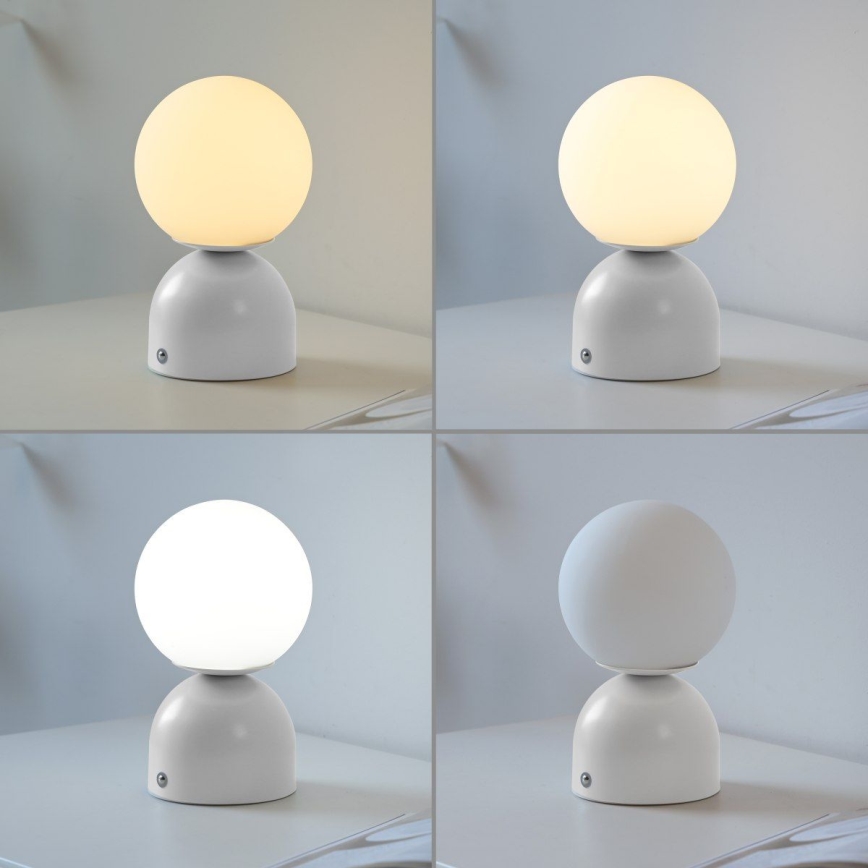 Schöner Wohnen 19218-16 - Lâmpada de mesa recarregável tátil e regulável RUDI LED/1,2W/5V 3000-6000K 1200 mAh branca