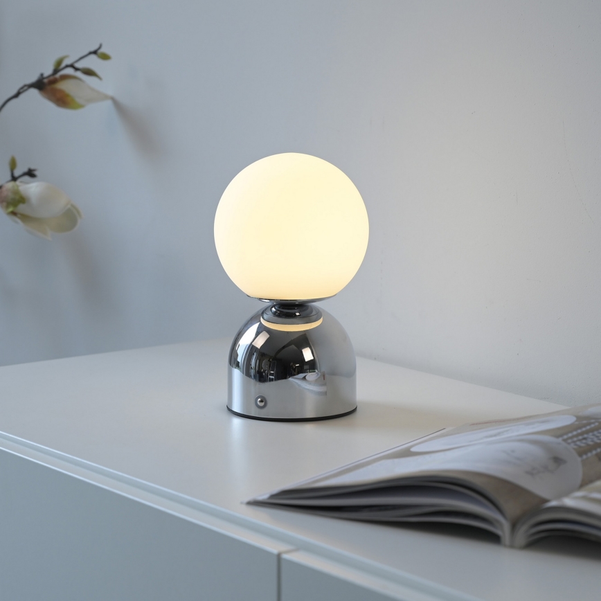 Schöner Wohnen 19218-17 - Lâmpada de mesa recarregável tátil e dimerizável RUDI LED/1,2W/5V 3000-6000K 1200 mAh cromado brilhante