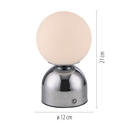 Schöner Wohnen 19218-17 - Lâmpada de mesa recarregável tátil e dimerizável RUDI LED/1,2W/5V 3000-6000K 1200 mAh cromado brilhante