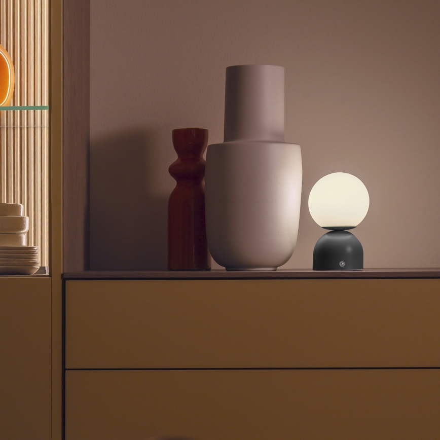 Schöner Wohnen 19218-18 - Lâmpada de mesa recarregável com dimmer sensível ao toque RUDI LED/1,2W/5V 3000-6000K 1200 mAh preta