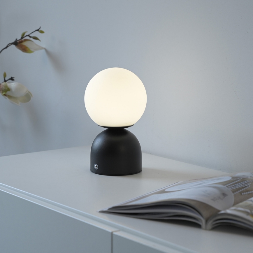 Schöner Wohnen 19218-18 - Lâmpada de mesa recarregável com dimmer sensível ao toque RUDI LED/1,2W/5V 3000-6000K 1200 mAh preta