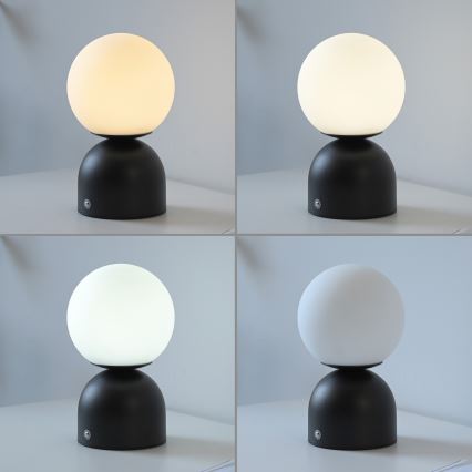 Schöner Wohnen 19218-18 - Lâmpada de mesa recarregável com dimmer sensível ao toque RUDI LED/1,2W/5V 3000-6000K 1200 mAh preta